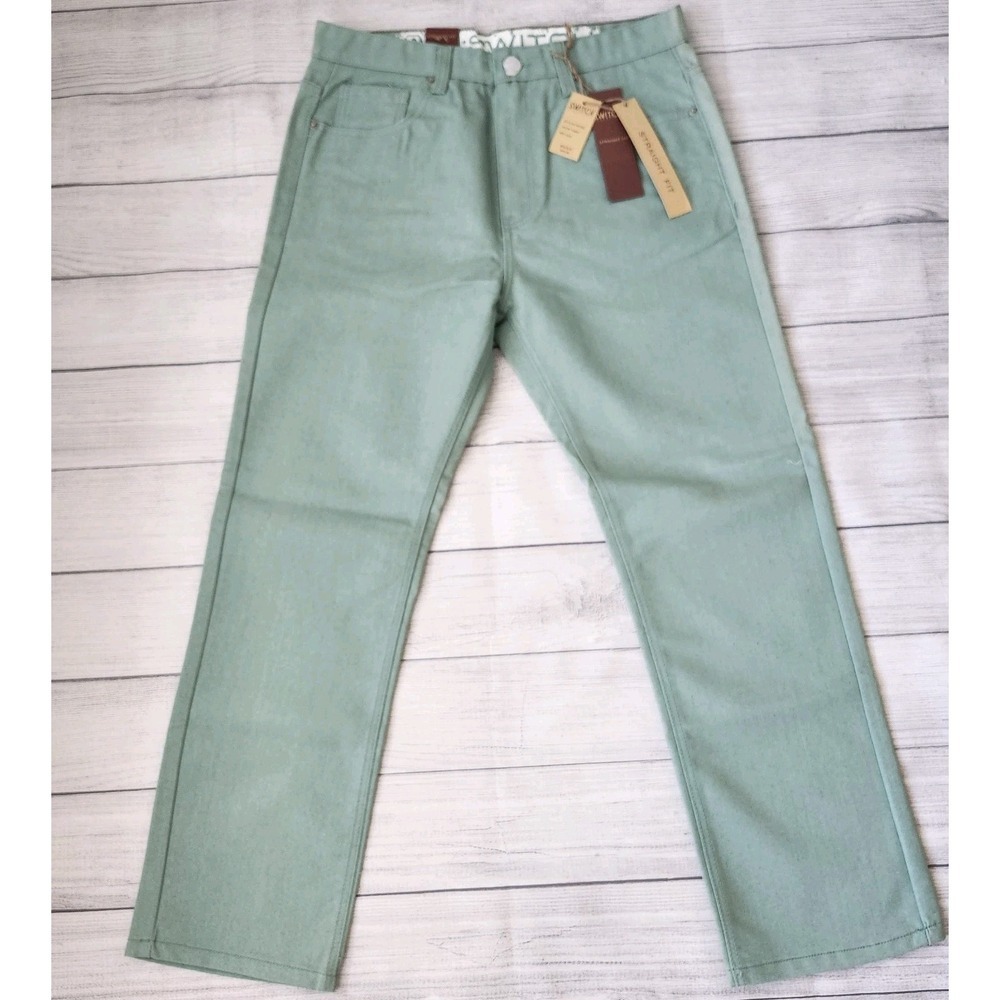 Men's Mint Green Straight Fit Denim Jeans 34x32